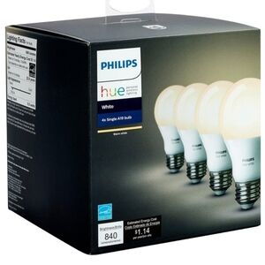 Philips Hue Smart 60W A19 LED Bulb - Soft Warm White Light - 4 Pack